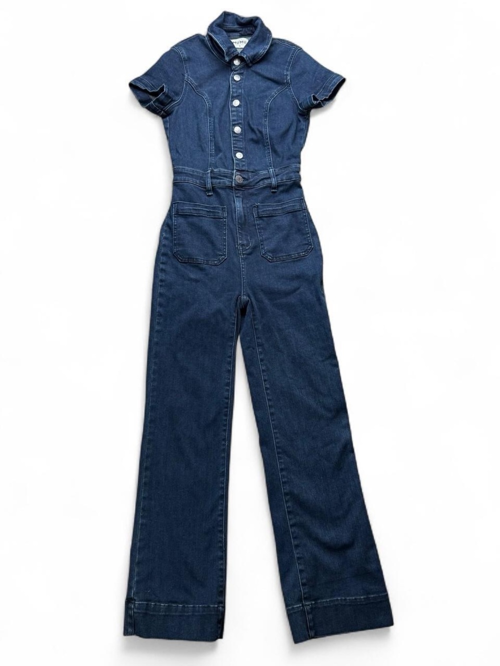 Show Me Your Mumu Denim Flare Jumpsuit Size S